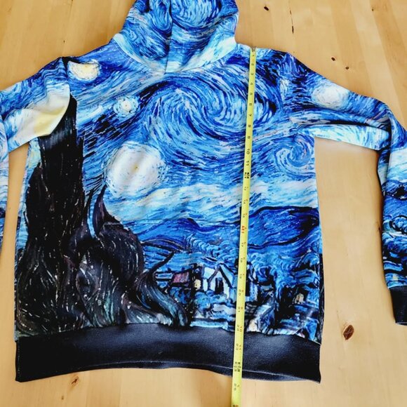 Van Gogh Starry Night Hoodie Hooded Pullover Sweatshirt Ladies Medium M - Picture 6 of 9